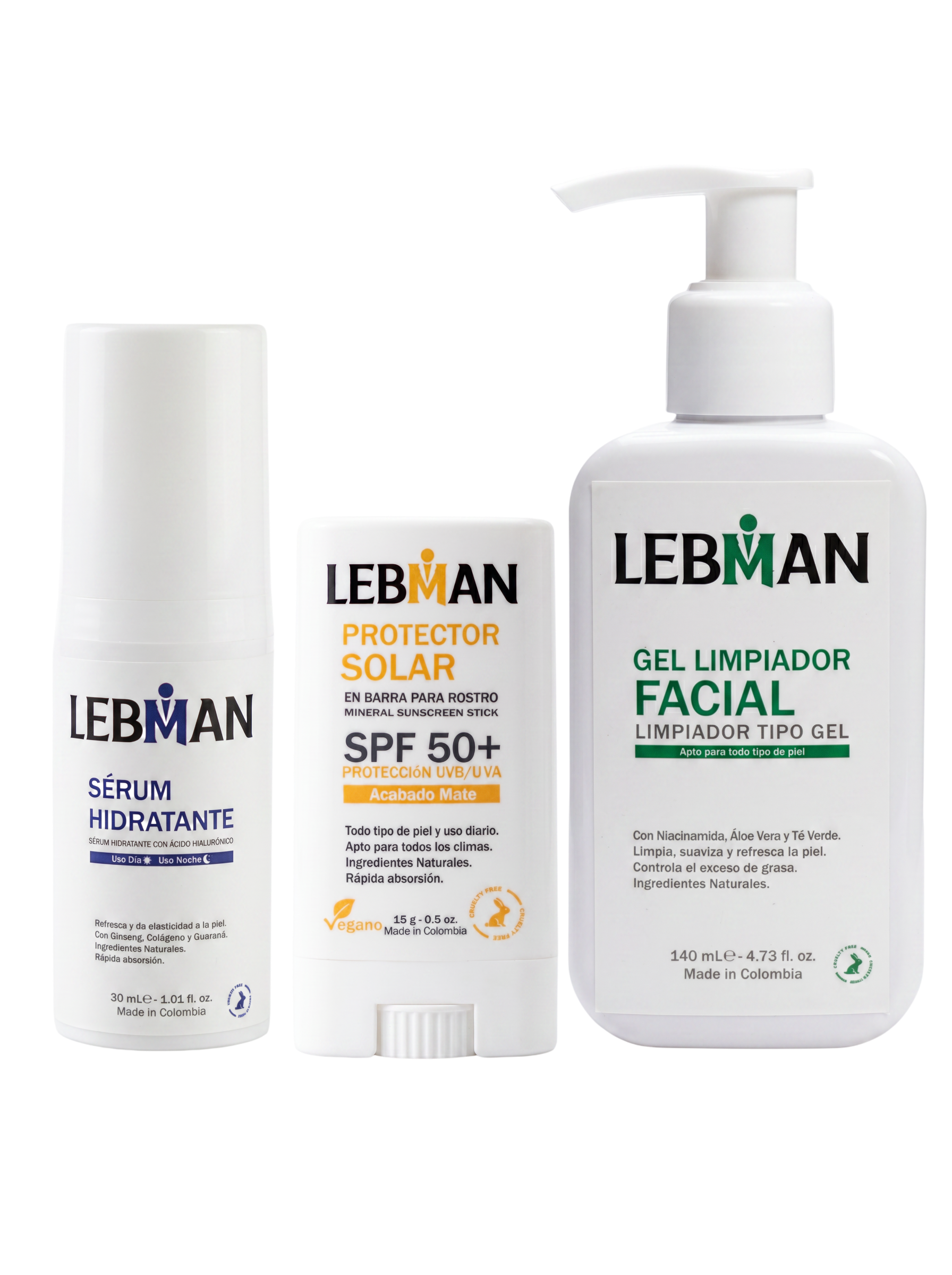 COMBO 2 (Gel Limpiador Facial, Serúm Hidratante, Protector Solar).