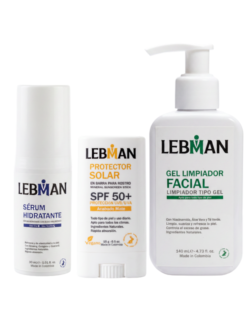 COMBO 2 (Gel Limpiador Facial, Serúm Hidratante, Protector Solar).