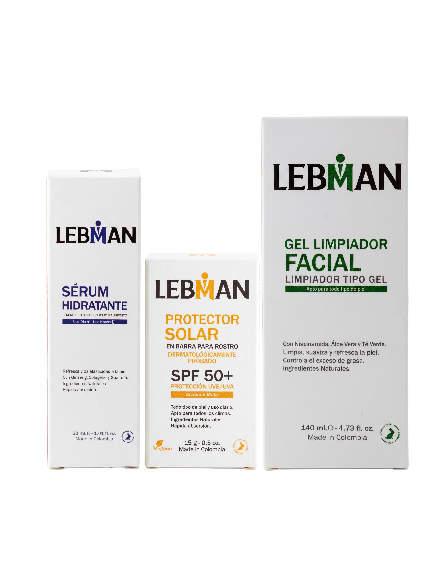 COMBO 2 (Gel Limpiador Facial, Serúm Hidratante, Protector Solar).